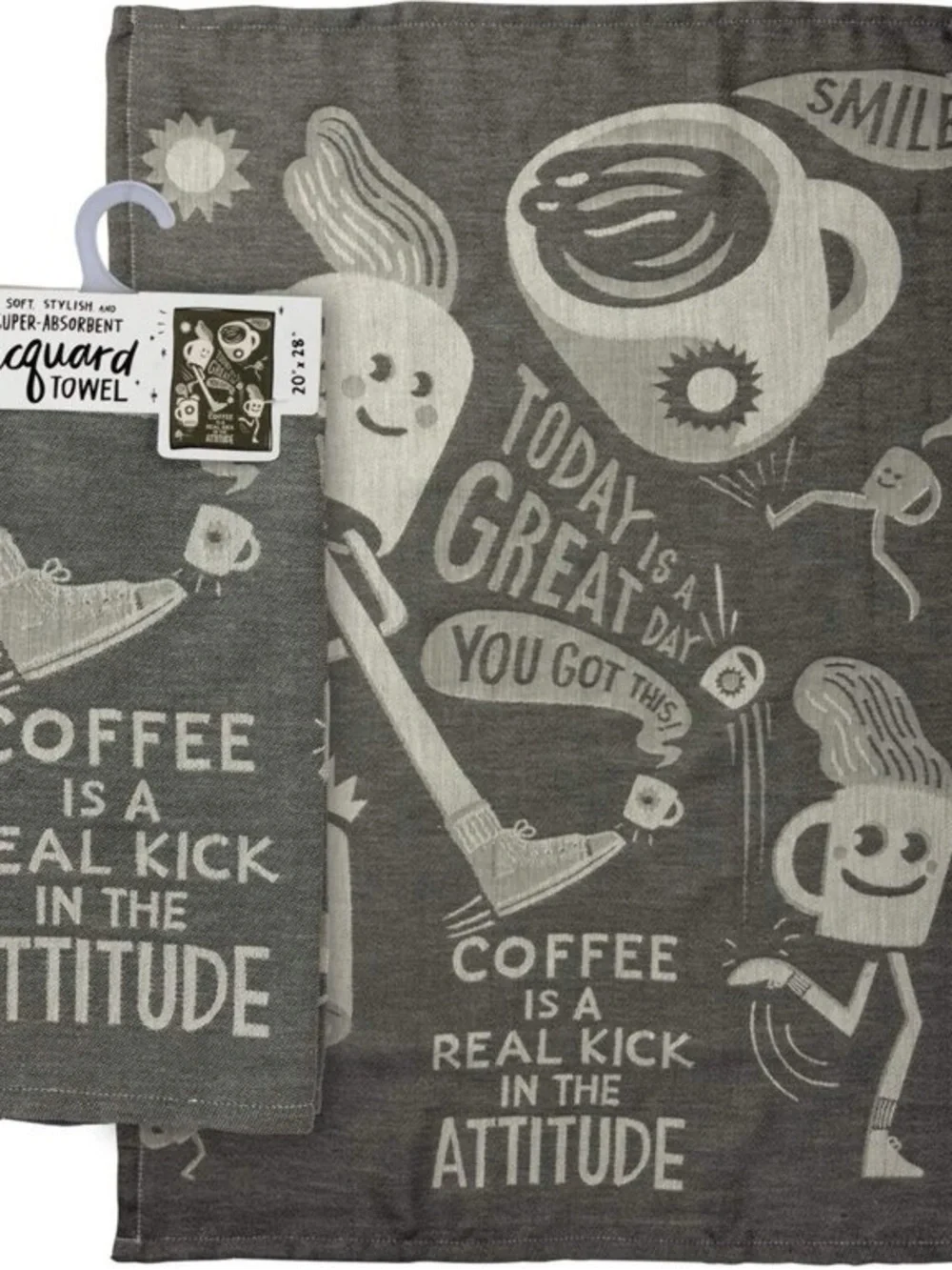 Primitives by Kathy Gray Jacquard 'Coffee Is A Real Kick In The Attitude' Towel